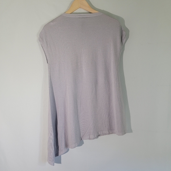 EILEEN FISHER Made in Italy Women Silk Cashmere Gray Metalic Tank Top Sz XS - Picture 2 of 11